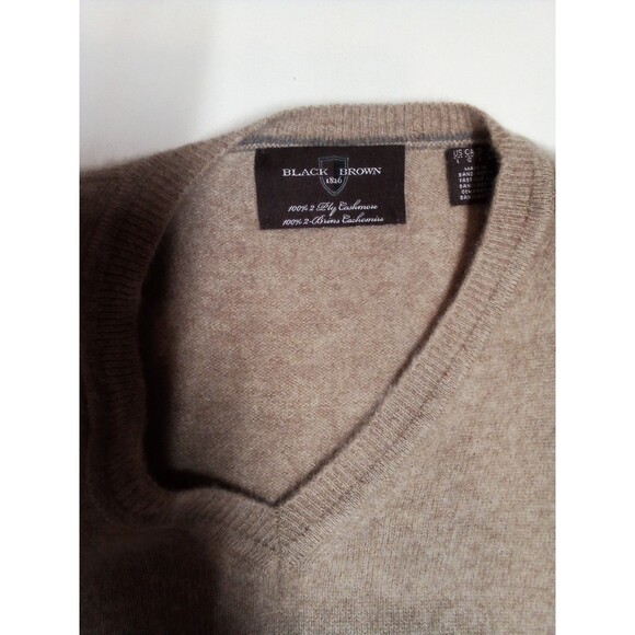 Women's Black Brown Brand Cashmere Sweater Light Tan Color Size Lrg Small Holes - Picture 6 of 13